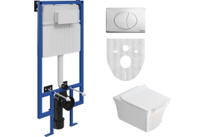 Комплект Унитаз подвесной STWORKI Хадстен SETK3304-0616-001-1-6000 с микролифтом + Система инсталляции для унитазов STWORKI 510162 с кнопкой смыва 230823 хром матовый