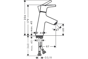 Смеситель для раковины Hansgrohe Talis S 80, LowFlow 3,5 л /мин, однорычажный, без сливного набора, хром 72018000 - 2