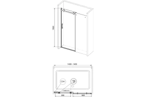 Душевая дверь RGW Tornado TO-14B 140х195 профиль черный стекло прозрачное - 3