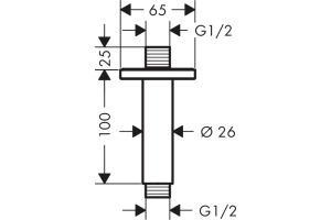 Кронштейн для верхнего душа Hansgrohe Vernis Shape 26406000 хром - 2