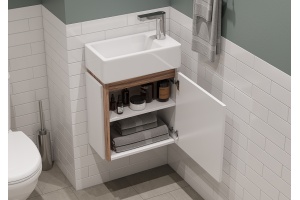 Комплект мебели подвесной Aquaton Эклипс 45 R белый-светлое дерево - 2