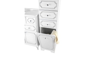 Шкаф-пенал Vod-Ok Мариэль 40 L с бельевой корзиной белый, патина серебро - 2