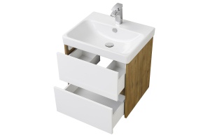 Тумба с раковиной Aquaton Сканди 55 белый - светлое дерево - 3