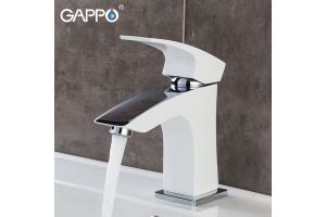 Смеситель для раковины Gappo белый хром - 3