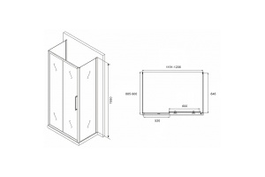 Душевой уголок Abber Schwarzer Diamant 120х90 хром стекло матовое - 2
