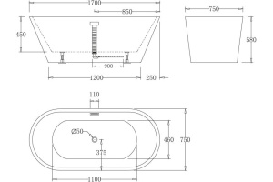 Акриловая ванна BelBagno BB61-1700 - 2