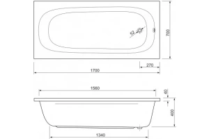 Акриловая ванна Cezares Piave 170х70 (PIAVE-170-70-42-W37) - 3