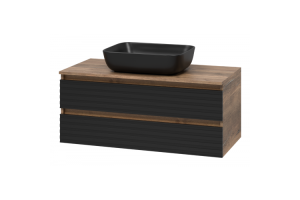 Тумба под раковину Brevita Dakota 100 дуб галифакс олово, черный кварц (DAK-09100-19/02-2Я) - 2