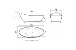 Акриловая ванна Esbano London 180х80 черный (ESVALONDB) - 2