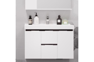 Тумба с раковиной Aquaton Рене 80 белый, грецкий орех, миранда