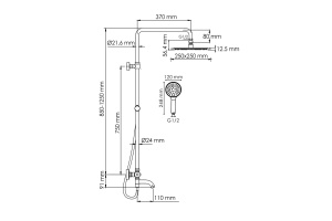 Душевая система WasserKraft 25 с термостатом золото  - 3