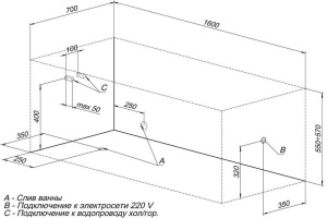 Акриловая ванна Aquanet Dali 160x70 - 2