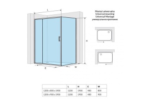 Боковая стенка Excellent Серия 201 80х190 профиль хром стекло прозрачное - 3