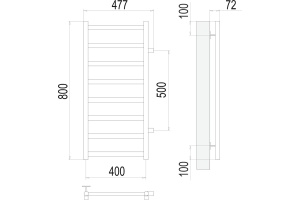 Водяной полотенцесушитель Terminus Аврора П8 400x800 Хром боковое подключение - 3