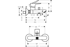 Смеситель Hansgrohe Talis E 71740340 для ванны с душем - 2