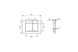 Клавиша смыва, универсальная, хром - 2