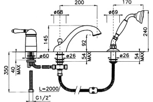 Смеситель Nicolazzi Classica Lusso 3414 GO 76 на борт ванны - 3
