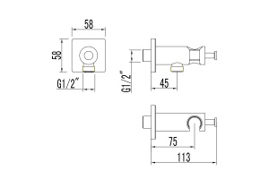 Подключение для душевого шланга с креплением для лейки Lemark LM7885C для LM7820C, хром - 2