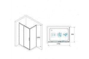 Душевой уголок RGW Leipzig LE-41-1B 170х90 профиль черный стекло прозрачное - 3