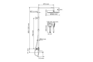 Душевая система WasserKraft 30 с термостатом черный матовый - 3