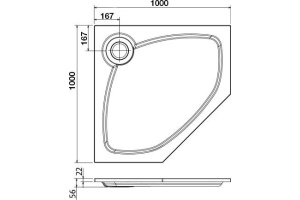 Поддон для душа Cezares Tray P 100 пятиугольный - 2