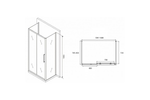 Душевой уголок Abber Schwarzer Diamant 140х80 хром стекло матовое - 2