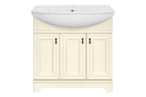 Тумба с раковиной Misty Лувр 85 бежевая глянцевая