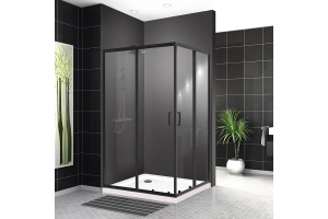 Душевой уголок BelBagno Uno-195 AH 2 120/100 C Nero профиль черный, стекло прозрачное - 3