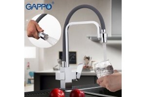 Смеситель для кухни Gappo хром с черным - 3