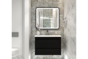 PLATINO База под раковину подвесная с двумя выкатными ящиками, Черный матовый AM-Platino-900-2C-SO-NM-Cer