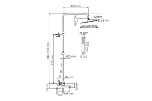 Душевая система WasserKraft 25 с термостатом черный матовый - 3
