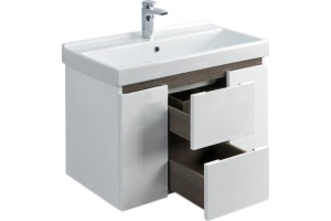 Тумба с раковиной Aquaton Рене 80 белый, грецкий орех, миранда - 3