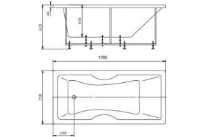 Акриловая ванна Акватек Феникс 170x75 слив слева, с фронтальным экраном - 2