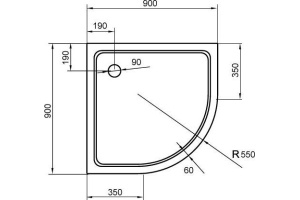 Поддон для душа Cezares Tray R550, радиальный 90, без сифона - 3