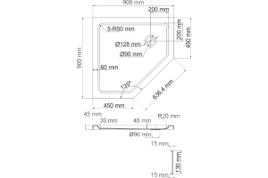 Поддон для душа Wasserkraft Isen 26T11 90x90 см - 2
