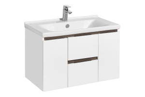 Тумба под раковину Aquaton Рене 80 белый-темное дерево - 2