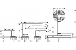 Смеситель на борт ванны Hansgrohe Vivenis белый матовый - 2