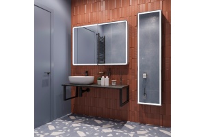 Столешница с раковиной DIWO Элиста 120 чёрный мрамор, с раковиной Moduo 50 Square - 3