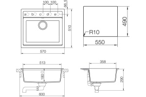 Мойка кухонная Schock Vero 60 (N-100) магма - 2