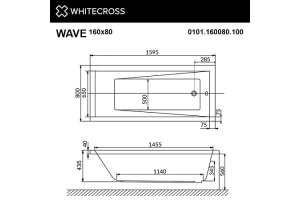 Акриловая ванна Whitecross Wave 160х80 белая - 3