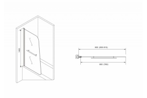 Шторка на ванну ABBER Ewiges Wasser 80х140 профиль хром (AG50080B) - 3