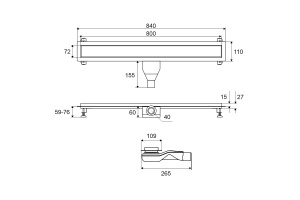 Душевой лоток Excellent Stilio 80 под облицовку плиткой хром - 3