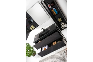 Зеркало-шкаф Vallessi 80 черный глянец с подсветкой - 3