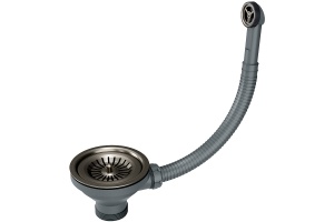 Слив-перелив для кухонной мойки Paulmark темный хром