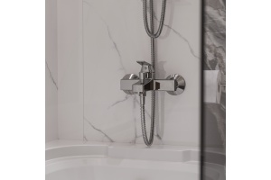 Смеситель для ванны с душем DIWO Смоленск SM-03cr хром, однорычажный, настенный, глянцевый - 3