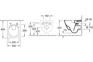 Чаша для унитаза подвесного Villeroy & Boch Subway 2.0 5606R0R1 укороченная, alpin CeramicPlus - 2