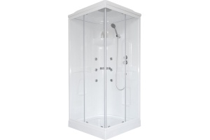 Душевая кабина Royal Bath HP 90x90 профиль белый стекло прозрачное с гидромассажем