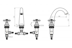 Смеситель для раковины Boheme Tradizionale бронза с прозрачными кристаллами Swarovski - 3
