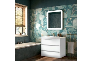 FAMILY База под раковину напольная с тремя выкатными ящиками, Bianco Lucido, 900x480x845, FAMILY-900-3C-PIA-BL