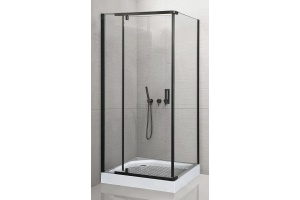 Душевой уголок Royal Bath HPV 90х90 с поддоном профиль черный стекло прозрачное